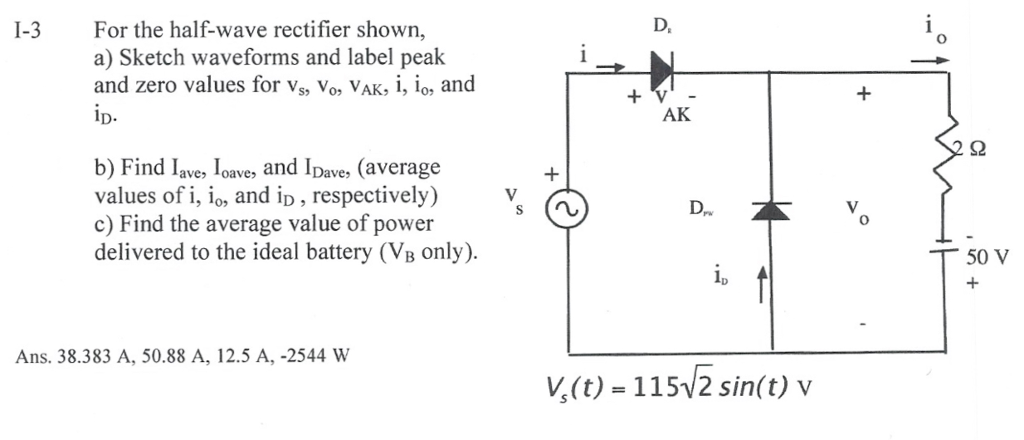 Solved For the half-wave rectifier shown, a) Sketch | Chegg.com