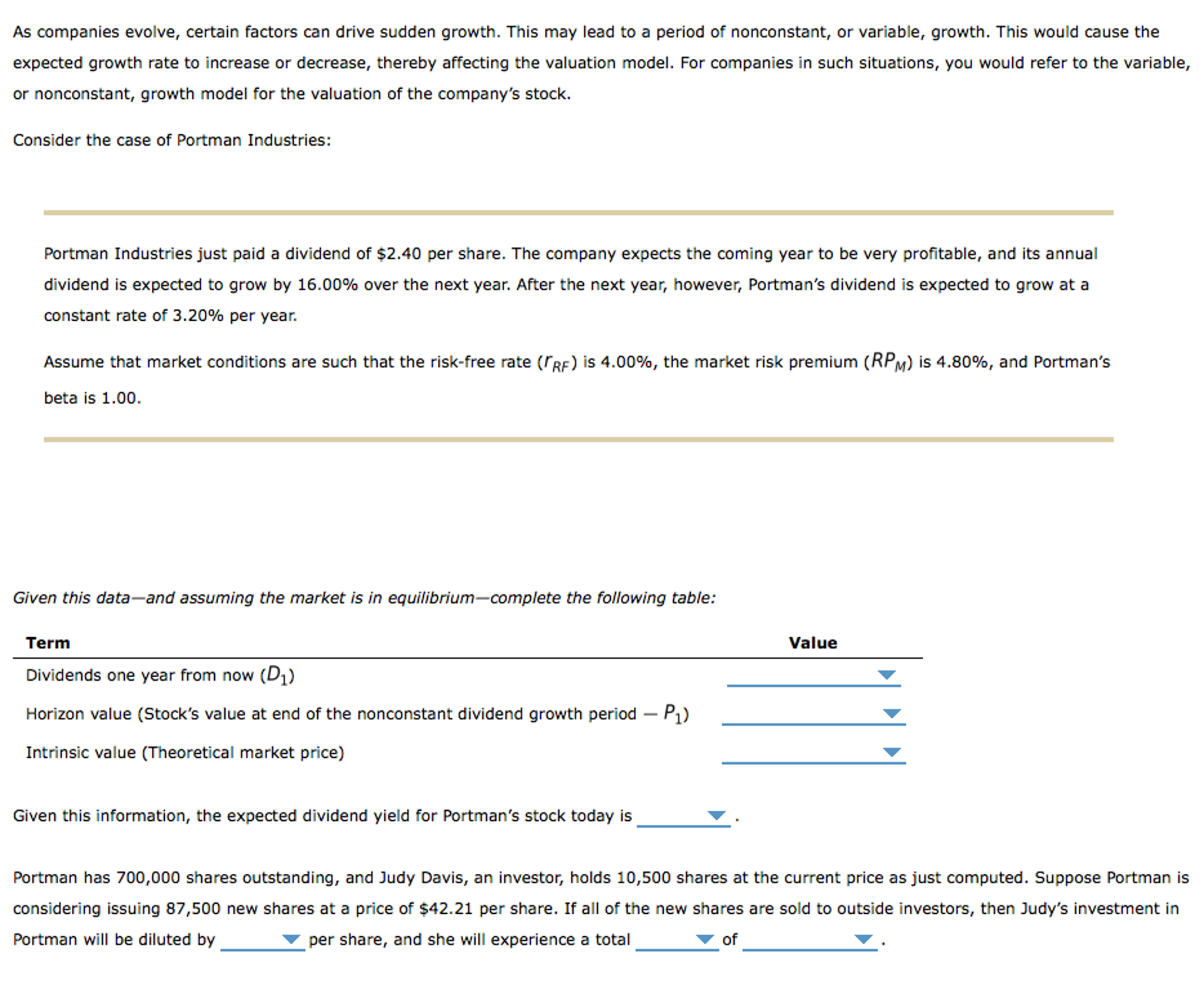 Solved Multiple choice options for each question: Dividends | Chegg.com