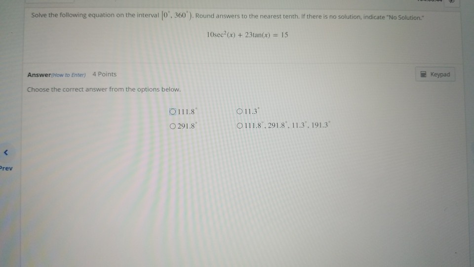 Solved Solve the following equation on the interval lo", | Chegg.com