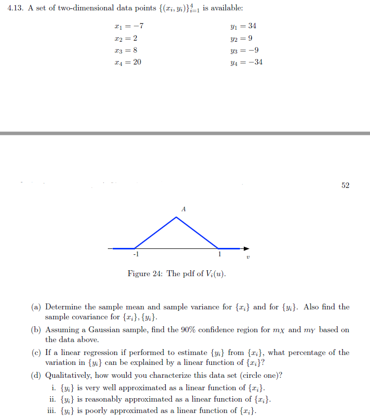 Solved 4.13. A set of two-dimensional data points (i, yi is | Chegg.com
