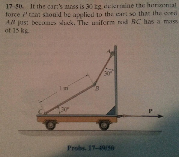 Solved It the cart's mass is 30 kg. determine the horizontal