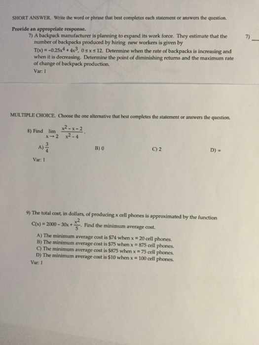 Solved: Write The Word Or Phrase That Best Completes Each | Chegg.com