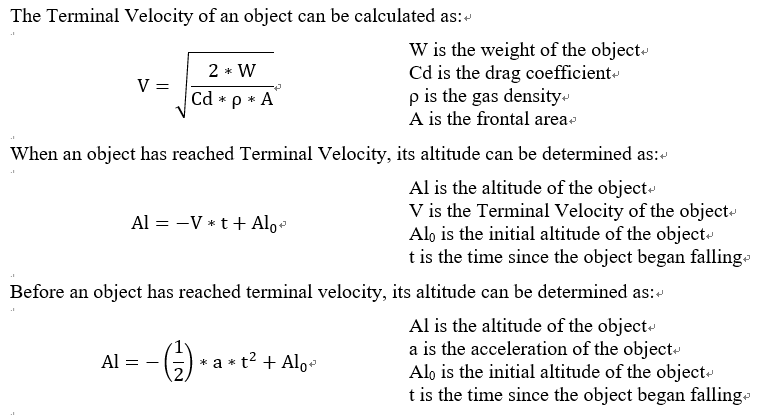 Terminal Velocity Equation