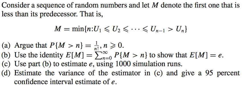 Consider a sequence of random numbers and let M | Chegg.com