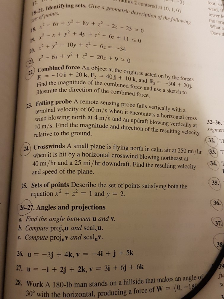 Solved Identifying sets. Give a geometric description of the | Chegg.com
