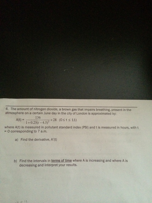 Solved The amount of nitrogen dioxide, a brown gas that