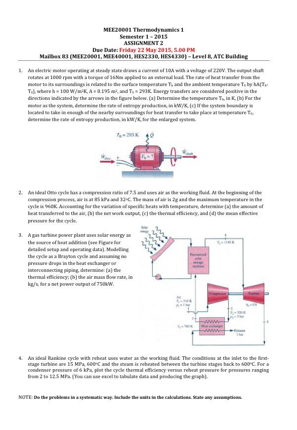 Solved An electric motor operating at steady state draws a