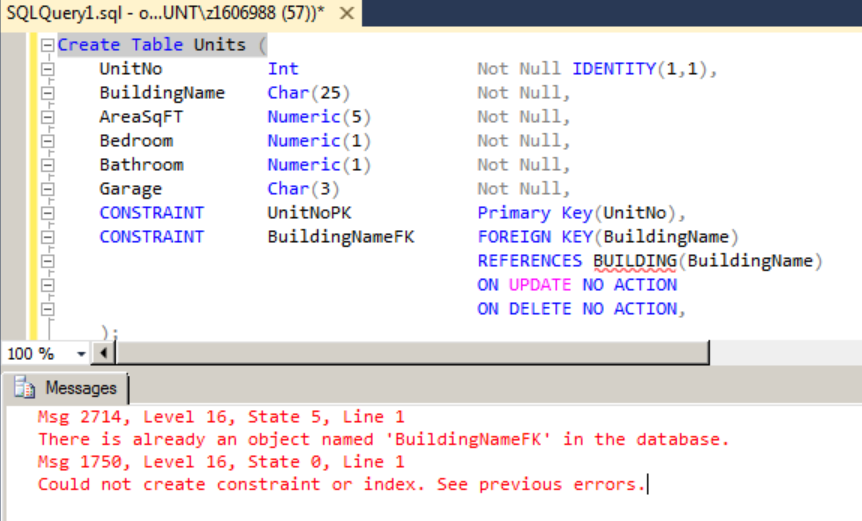 SQLQueryl.sql - o...UNT z1606988 (57)) X Create Table | Chegg.com