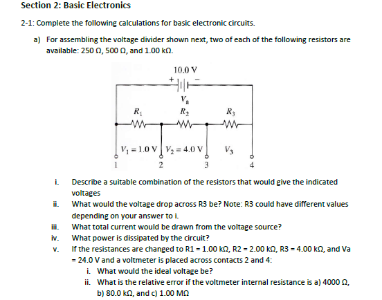 Solved Section 2: Basic Electronics 2-1: Complete the | Chegg.com