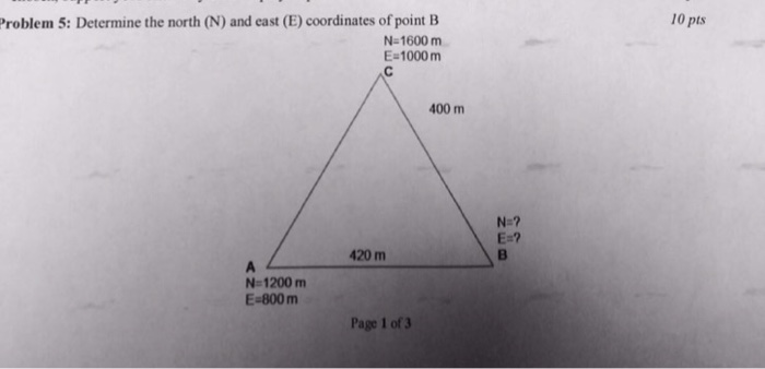 Solved Determine the north (N) and east (E) coordinates of | Chegg.com