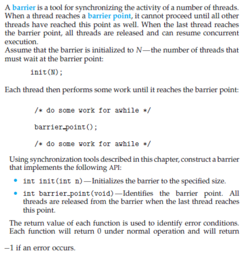 Solved A barrier is a tool for synchronizing the activity of | Chegg.com
