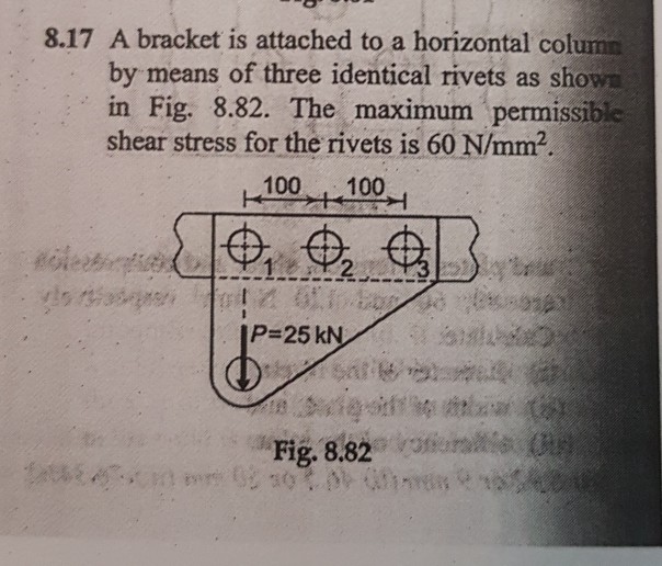 Solved 8.17 A bracket is attached to a horizontal column by | Chegg.com