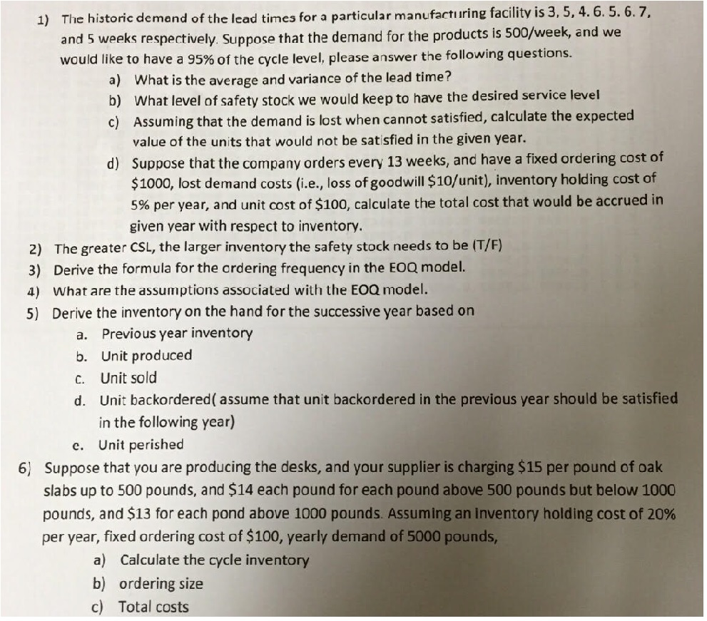 solved-the-historic-demand-of-the-lead-times-for-a-chegg