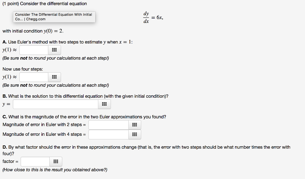 Solved (1 point) Consider the differential equation Consider | Chegg.com