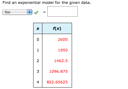 Solved Find an exponential model for the given data = -30.5x | Chegg.com