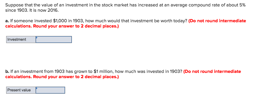 Solved Suppose that the value of an investment in the stock | Chegg.com