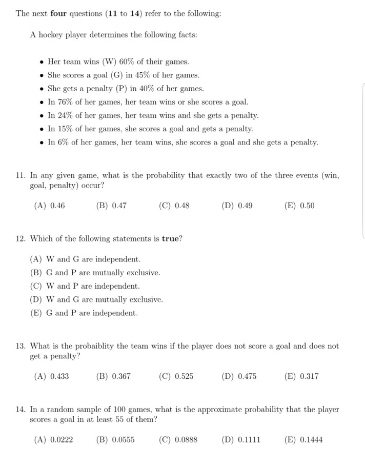 Solved The Next Four Questions (11 To 14) Refer To The 