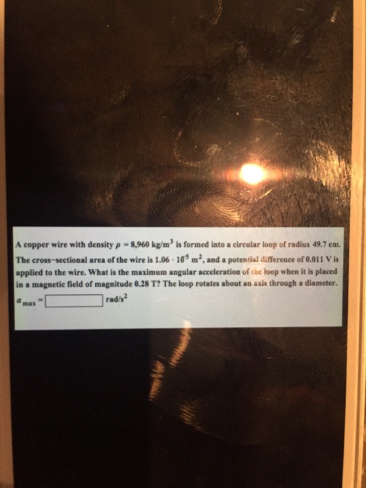 Solved A copper wire with density rho = 8,960 kg/m^3 is