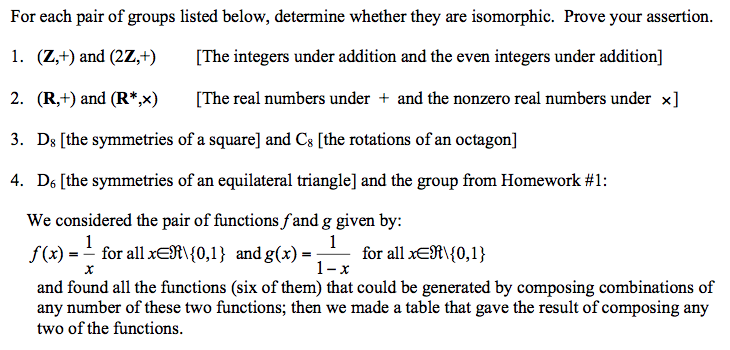 Solved For each pair of groups listed below, determine | Chegg.com