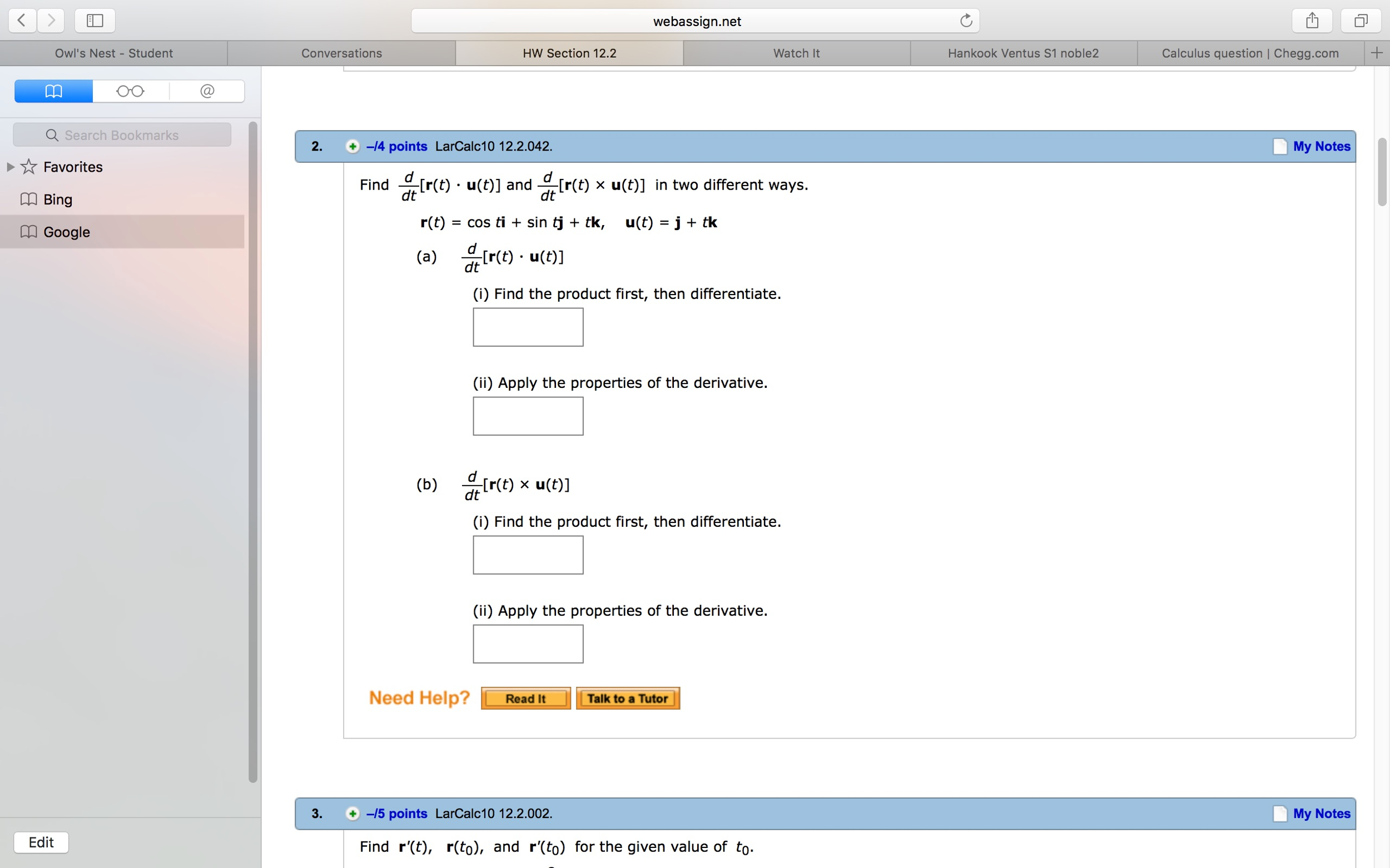 Solved Find d/dt [r(t) middot u(t)] and d/dt [r(t) times | Chegg.com