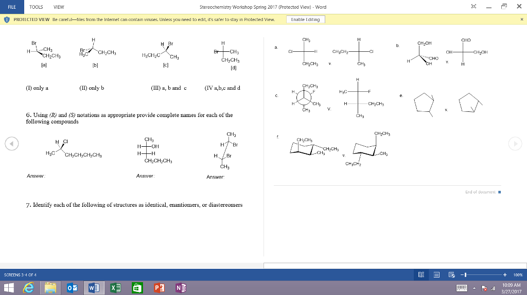 Solved Toous VIEW Stereochemistry Workshop Spring 20 7 | Chegg.com