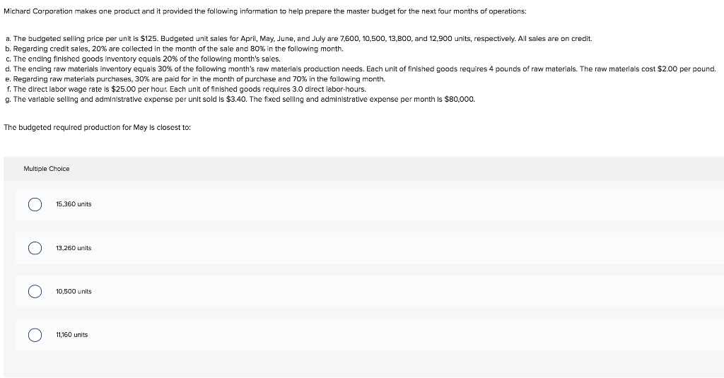 solved-michard-corporation-makes-one-product-and-it-provided-chegg