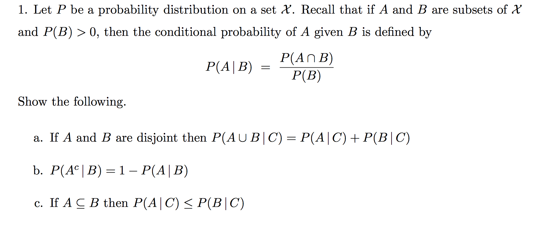 Solved Let P be a probability distribution on a set X. | Chegg.com