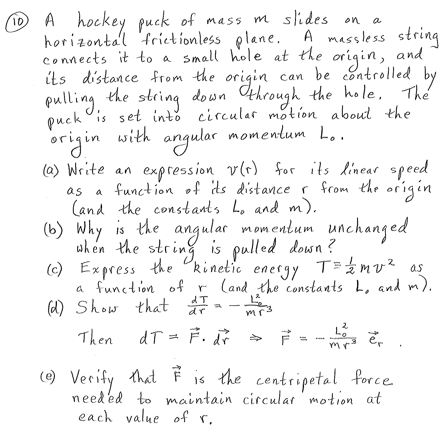 Solved A hockey puck of mass m slides on a horizontal