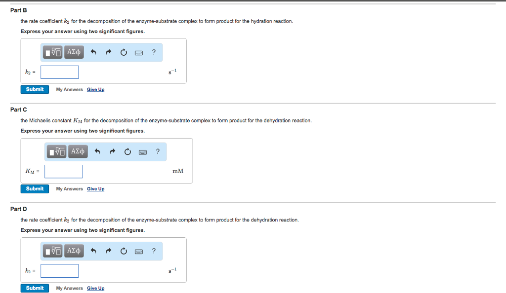 Solved Exercise 10.2 The Hydration Of Co2 Is Catalyzed By 