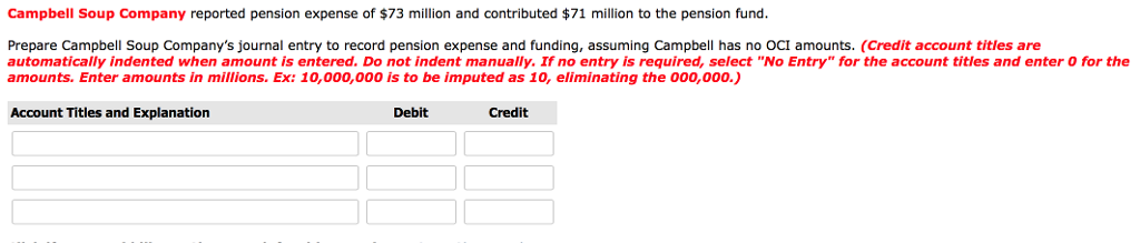 Solved Campbell Soup Company Reported Pension Expense Of 73 Chegg