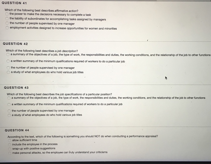 Solved QUESTION 41 Which of the following best describes | Chegg.com