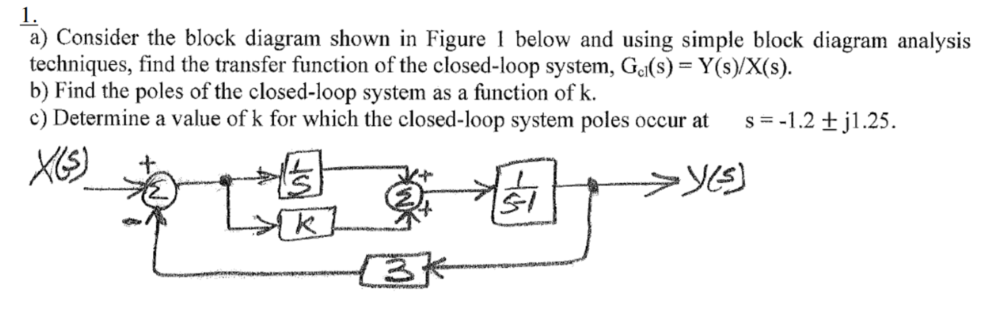 Solved Consider the block diagram shown in Figure 1 below | Chegg.com