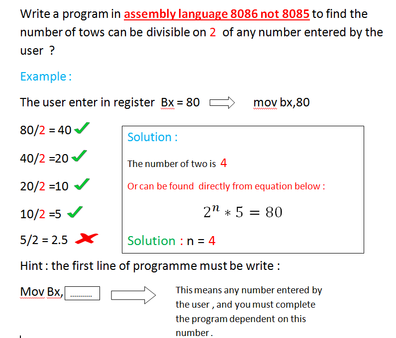 Solved Write a program in assembly language 8086 not 8085 to | Chegg.com