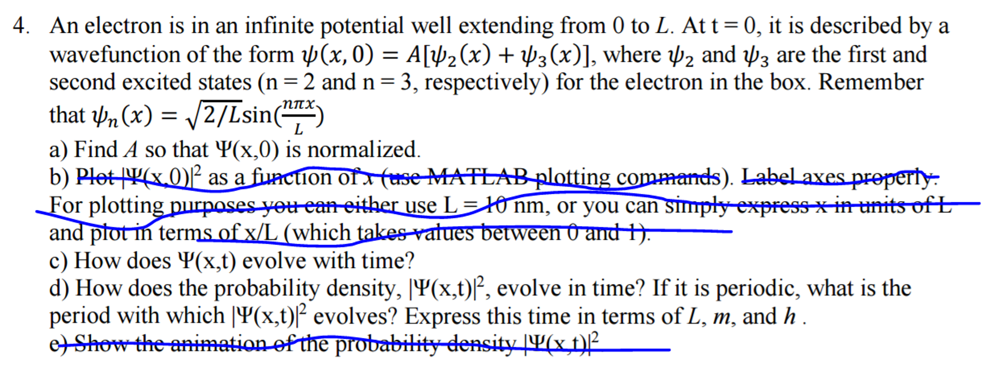 Solved An electron is in an infinite potential well | Chegg.com