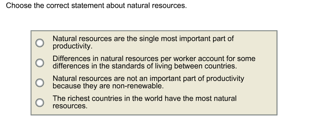Which Is A Correct Statement About Natural Resources