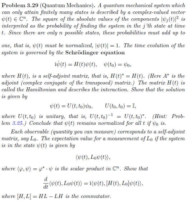 Adv Diff Equations Problem 3.29 (Quantum Mechanics).