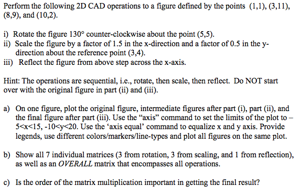 Perform the following 2D CAD operations to a figure | Chegg.com