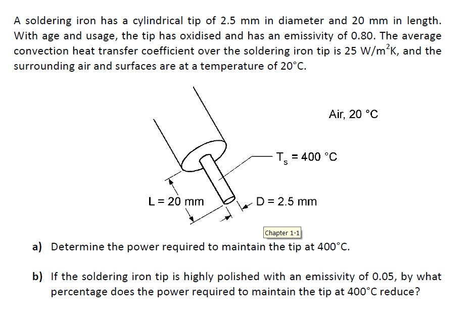 Solved A soldering iron has a cylindrical tip of 2.5 mm in