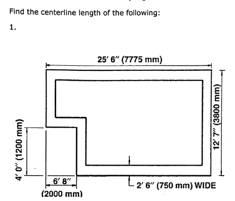 Solved Find The Centerline Length Of The Following: 1. 25' 