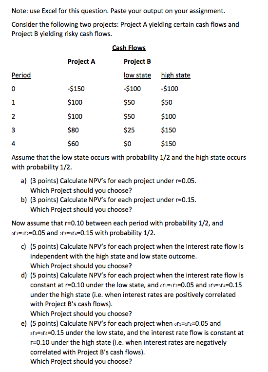 Solved Consider The Following Two Projects: Project A | Chegg.com