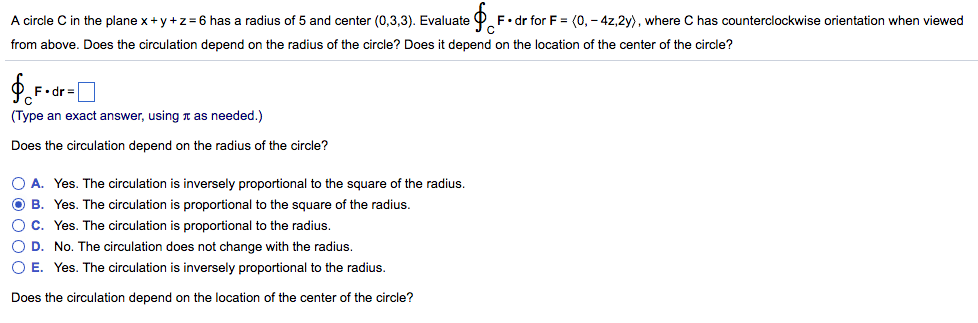 Solved A circle C in the plane x + y + z = 6 has a radius of | Chegg.com