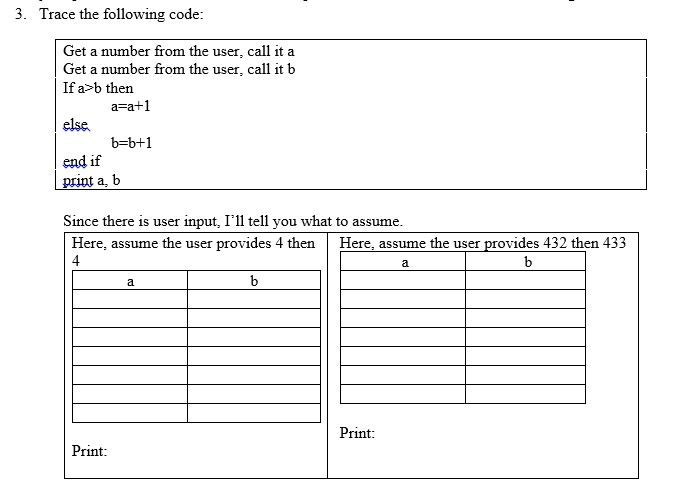 Solved 3. Trace the following code: Get a number from the | Chegg.com