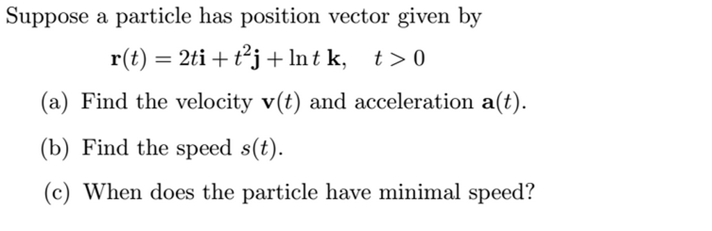 Solved Suppose a particle has position vector given by r(t) | Chegg.com