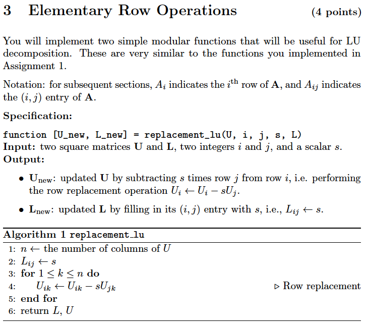 Solved 3 Elementary Row Operations (4 points) You will | Chegg.com