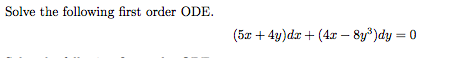 Solved Solve the following first order ODE | Chegg.com