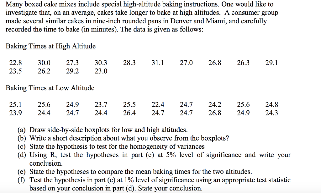 Solved Many boxed cake mixes include special highaltitude