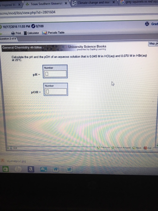 calculate ph and poh of 0.1 m hcl solution