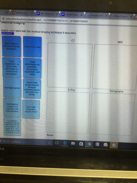 Match Each Label With the Medical Imaging Technique It Describes