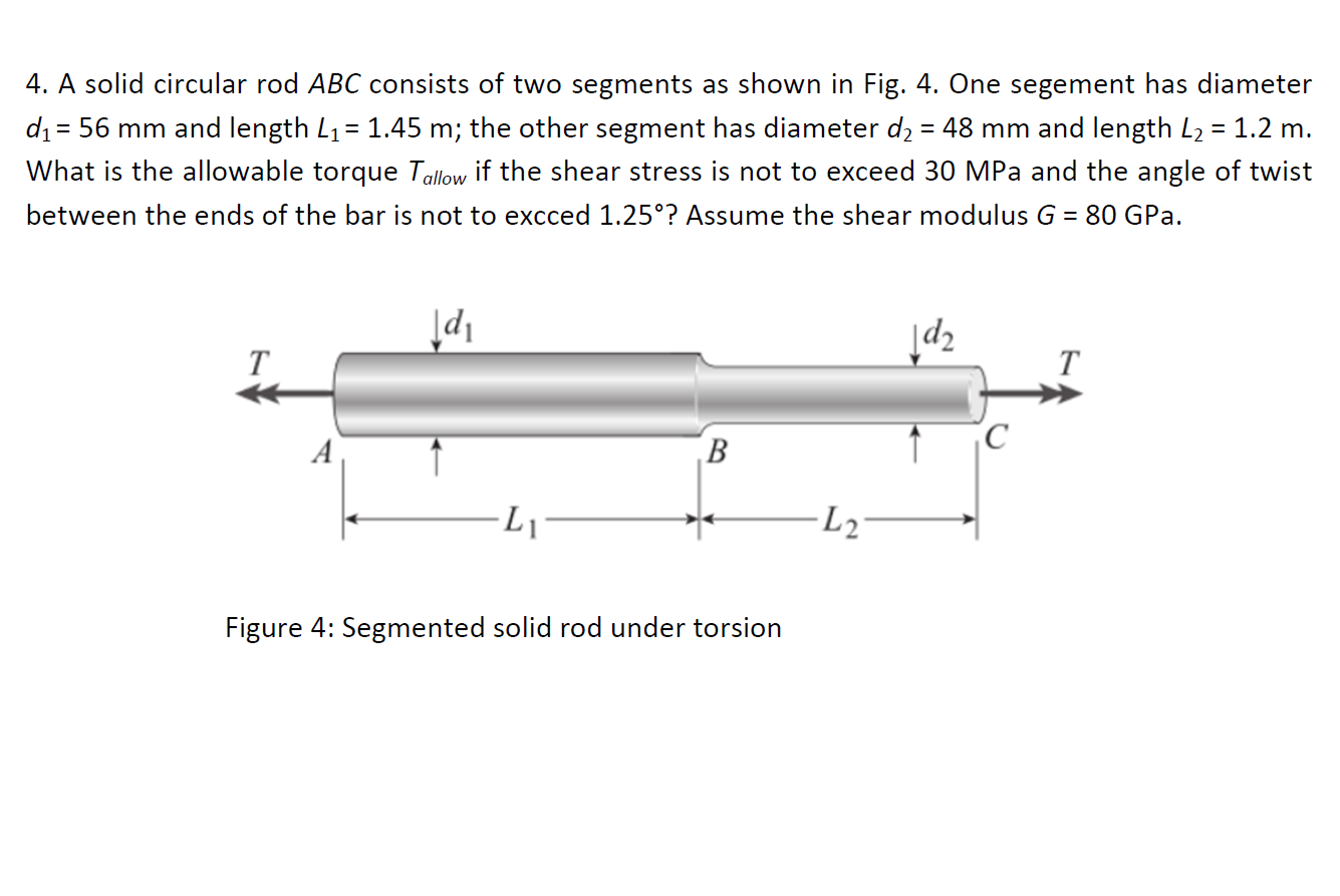 Solved A solid circular rod ABC consists of two segments as