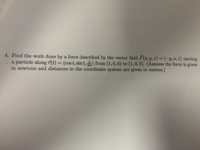 Solved Find the work done by a force described by the vector | Chegg.com